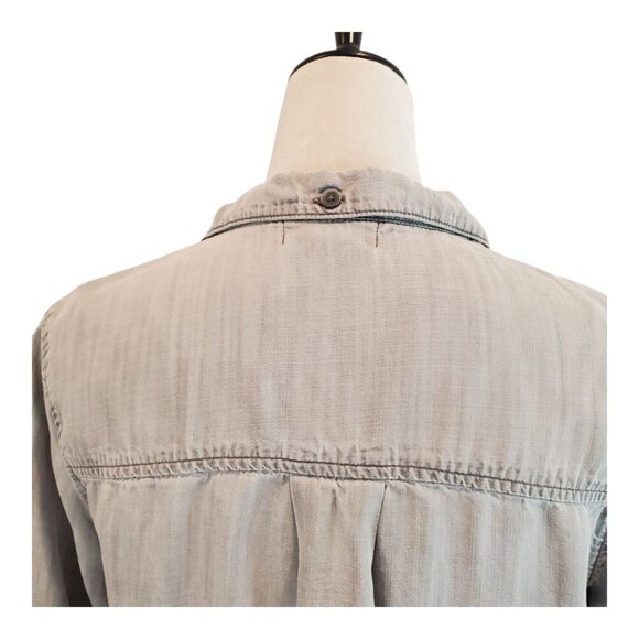 CLOTH & STONE Anthropologie SZ M Gray Chambray Button-Down Casual Shirt Dress - Picture 8 of 8